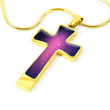 Load image into Gallery viewer, Pink and Purple Galaxy Cross Stainless Steel Necklace Gift Set