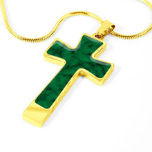 Load image into Gallery viewer, Dark Green Stainless Steel Cross Pendant Necklace With Chain and Gift Box