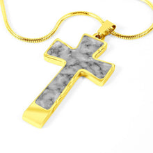 Load image into Gallery viewer, Gray Faux Marble Stainless Steel Cross Pendant Necklace With Chain and Gift Box