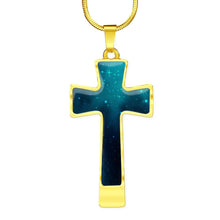 Load image into Gallery viewer, Teal Galaxy Cross Stainless Steel Pendant Necklace