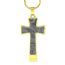 Load image into Gallery viewer, Gray Faux Marble Cross Pendant Stainless Steel With Necklace Chain and Gift Box
