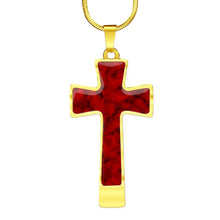Load image into Gallery viewer, Red Faux Marble Cross Jewelry Religious Christian Stainless Steel Pendant Necklace With Chain and Gift Box