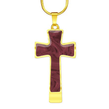 Load image into Gallery viewer, Rose Faux Marble Stainless Steel Cross Pendant Necklace Chain Gift Set