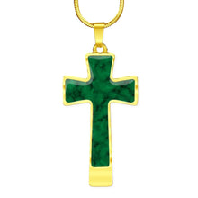 Load image into Gallery viewer, Dark Green Stainless Steel Cross Pendant Necklace With Chain and Gift Box