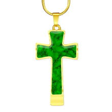 Load image into Gallery viewer, Green Faux Marble Cross Pendant Necklace Stainless Steel With Chain and Gift Set