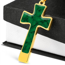 Load image into Gallery viewer, Dark Green Stainless Steel Cross Pendant Necklace With Chain and Gift Box