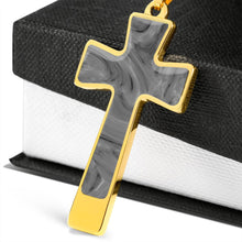 Load image into Gallery viewer, Gray Faux Marble Cross Pendant Stainless Steel With Necklace Chain and Gift Box