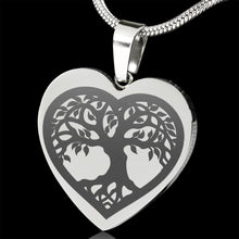 Load image into Gallery viewer, Tree of Life Heart Shaped Engraved Stainless Steel Pendant