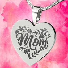Load image into Gallery viewer, Mom Engraved Heart Pendant Necklace Stainless Steel Custom Options With Chain and Gift Box