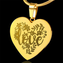 Load image into Gallery viewer, Love 18K Gold Engraved Heart Shaped Pendant Stainless Steel Valentine's Day Gift With Necklace Chain and Gift Box