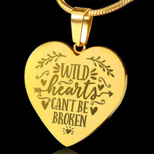 Load image into Gallery viewer, Wild Hearts Can't Be Broken 18K Gold Plated Heart Shaped Pendant Necklace With Chain and Gift Box