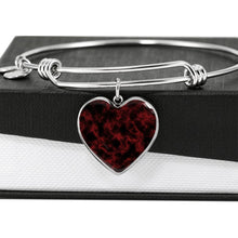 Load image into Gallery viewer, Red and Black Abstract Jewelry Stainless Steel Heart Shaped Pendant Necklace Chain and Gift Box