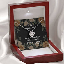 Load image into Gallery viewer, For My Beautiful Wife White Gold Love Knot Pendant Necklace and Gift Box With Yellow Rose Message Card