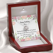 Load image into Gallery viewer, Happy Birthday Mom Love Knot Pendant Necklace and Gift Set 14K White Gold Stainless Steel With Message Card and Gift Box