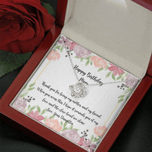 Load image into Gallery viewer, Happy Birthday Mom Love Knot Pendant Necklace and Gift Set 14K White Gold Stainless Steel With Message Card and Gift Box