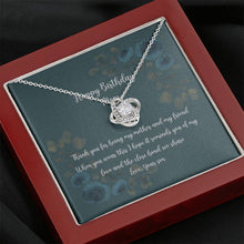 Load image into Gallery viewer, Mom Birthday Gift From Son 14K Gold Finish Stainless Steel Love Knot Pendant Necklace With Gift Box