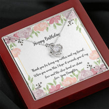Load image into Gallery viewer, Happy Birthday Mom Love Knot Pendant Necklace and Gift Set 14K White Gold Stainless Steel With Message Card and Gift Box