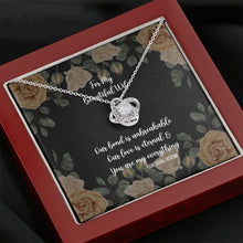 Load image into Gallery viewer, For My Beautiful Wife White Gold Love Knot Pendant Necklace and Gift Box With Yellow Rose Message Card