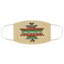 Load image into Gallery viewer, Southwestern Aztec Element With Colorful Stripes Pattern Printed on Faux Tan Suede Fabric Face Mask Southwestern Ethnic