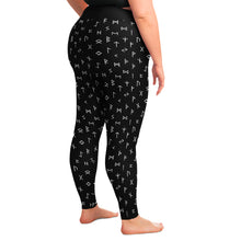 Load image into Gallery viewer, Black With Norse Runes Plus Size Leggings 2X-6X Squatproof