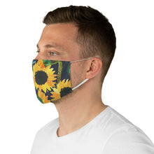 Load image into Gallery viewer, Blue With Sunflower Pattern Printed Cloth Fabric Face Mask Farmhouse Country