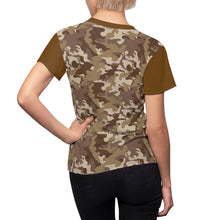 Load image into Gallery viewer, Camo Pattern Women's Tee Brown and Tan Desert Camouflage With Contrast Sleeves