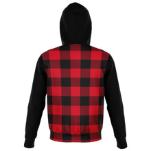 Load image into Gallery viewer, Buffalo Plaid and Black Cotton Polyester Blend Zip Hoodie
