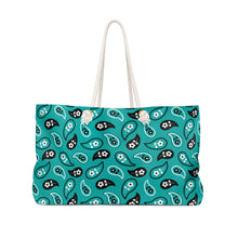 Load image into Gallery viewer, Turquoise Paisley Pattern Weekender Bag Beach Back With Rope Handles