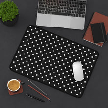 Load image into Gallery viewer, Black and White Polkadot Desk Mat Keyboard Pad