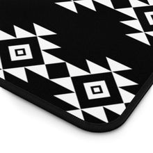 Load image into Gallery viewer, Black and White Desk Mat With White Tribal Design Ethnic Pattern
