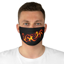 Load image into Gallery viewer, Tribal Flames in Red, Orange and Yellow on Printed Black Cloth Fabric Face Mask