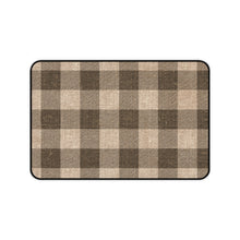 Load image into Gallery viewer, Brown Burlap Style Buffalo Plaid Printed Desk Mat