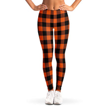 Load image into Gallery viewer, Buffalo Plaid In Orange and Black Leggings XS - XL Squat Proof