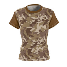 Load image into Gallery viewer, Camo Pattern Women's Tee Brown and Tan Desert Camouflage With Contrast Sleeves
