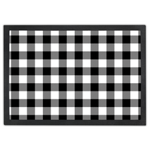 Load image into Gallery viewer, Black and White Buffalo Plaid Doormat With Rubber Base Machine Washable