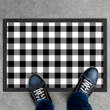 Load image into Gallery viewer, Black and White Buffalo Plaid Doormat With Rubber Base Machine Washable