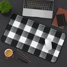 Load image into Gallery viewer, Buffalo Check Desk Mat in Black, White and Gray Mouse Desk and Keyboard Pad