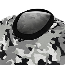 Load image into Gallery viewer, Camo Pattern Women's Tee Black, White and Gray Snow Camouflage With Contrast Sleeves