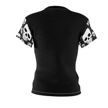 Load image into Gallery viewer, Skeleton Ribs on Black Women's T-Shirt With Skull Sleeves