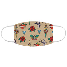 Load image into Gallery viewer, Tan With Traditional Tattoo Pattern Fabric Face Mask Printed Old School Style