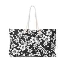 Load image into Gallery viewer, Black and White Hibiscus Hawaiian Pattern Beach Bag Weekender Bag For Shopping travel and More