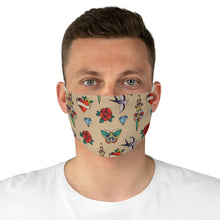 Load image into Gallery viewer, Tan With Traditional Tattoo Pattern Fabric Face Mask Printed Old School Style