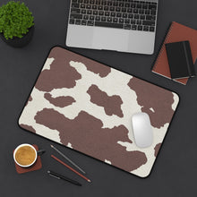 Load image into Gallery viewer, Dark Brown Cow Hide Print Black and White Desk Mat Keyboard Pad