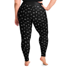 Load image into Gallery viewer, Black With Norse Runes Plus Size Leggings 2X-6X Squatproof