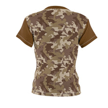 Load image into Gallery viewer, Camo Pattern Women's Tee Brown and Tan Desert Camouflage With Contrast Sleeves