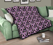 Load image into Gallery viewer, Black Pink and Purple Orchid Flower Pattern Quilt