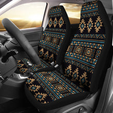 Load image into Gallery viewer, Black, Tan and Turquoise Tribal, Ethnic, Aztec Car Seat Covers Set