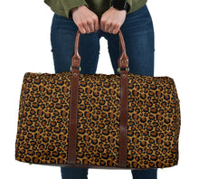 Load image into Gallery viewer, Leopard Print Travel Bag Duffel With Faux Leather Brown Handles
