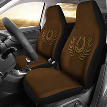 Load image into Gallery viewer, Brown Faux Suede Car Seat Covers With Horseshoe Design Seat Protectors