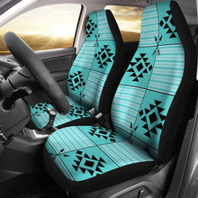 Load image into Gallery viewer, Turquoise Ethnic Tribal Pattern With Stripes Car Seat Covers Set